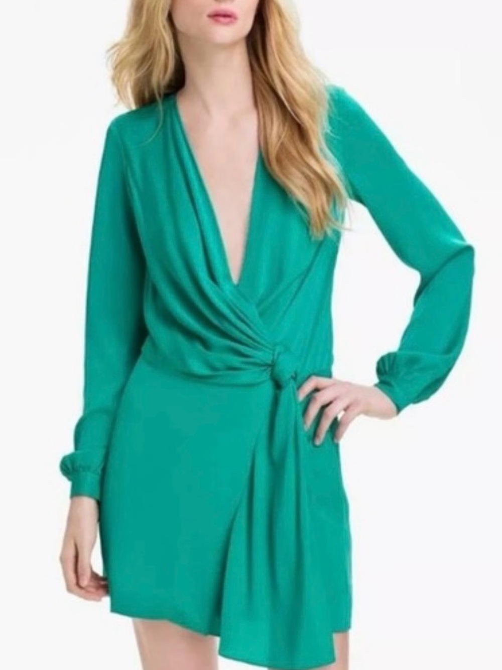 Diane Von Furstenberg Women’s Teal geeen Dora Silk Dress. Size 6